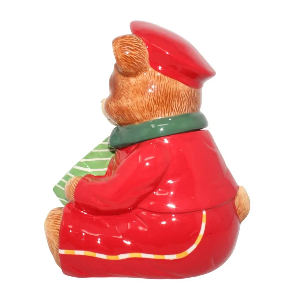 Harry & David 2010 Le Cubby Delivery Mailman Christmas Bear Cookie Jar Container - Picture 6 of 14